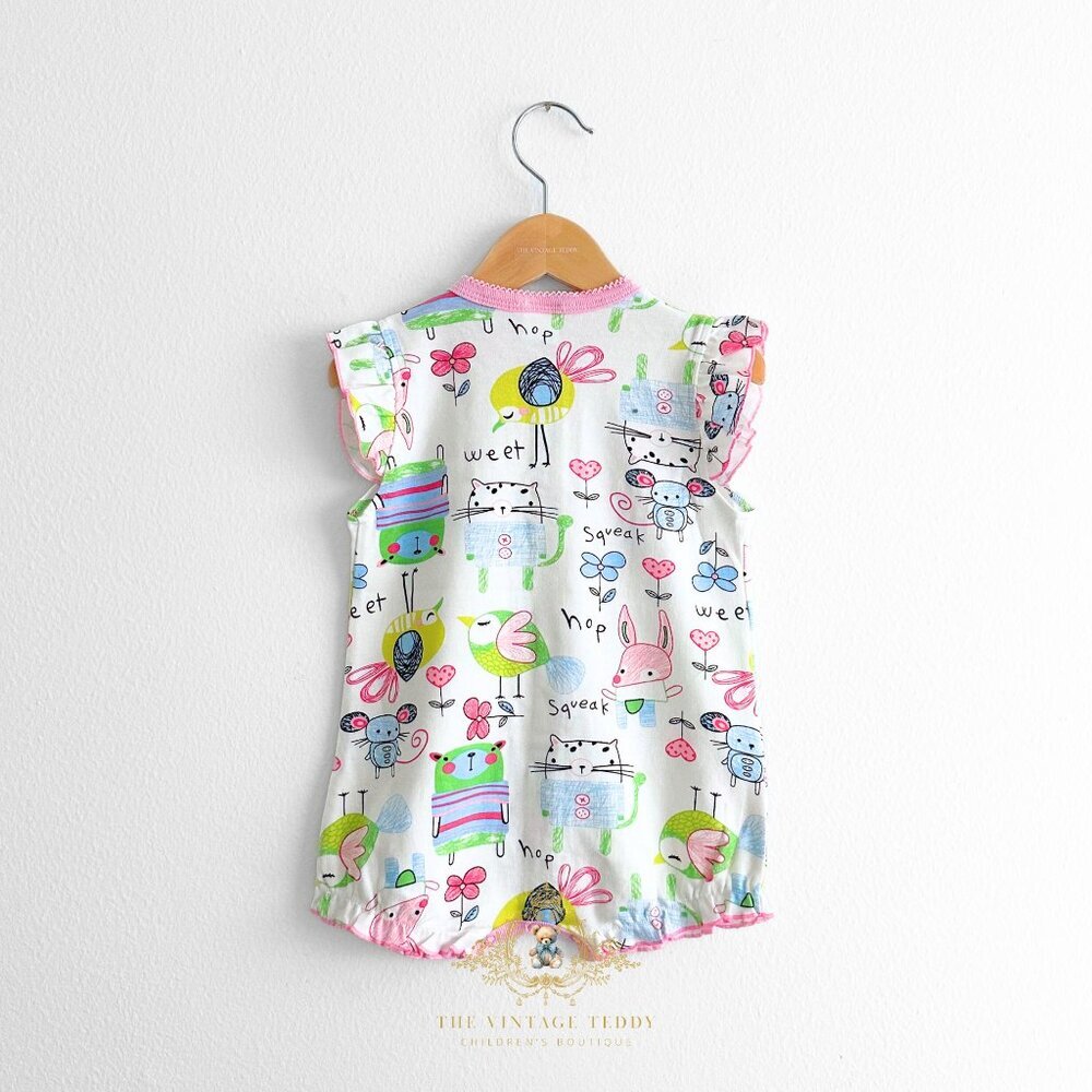 NWT Cute Girls Romper One-piece Short Sleeve Shorts Little Bird & Friends 3-6M - Picture 2 of 3